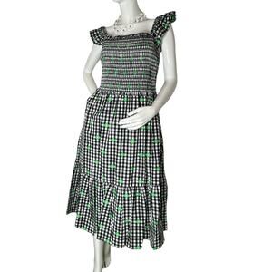 Kate Spade spade blossom Gingham voile smocked dress Large